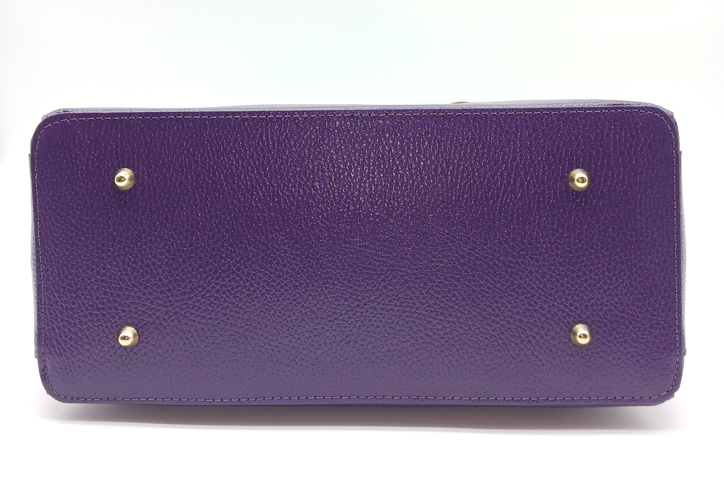 Lock & Key Genuine Pebble Leather Handbag Satchel - Purple – Made In Italy