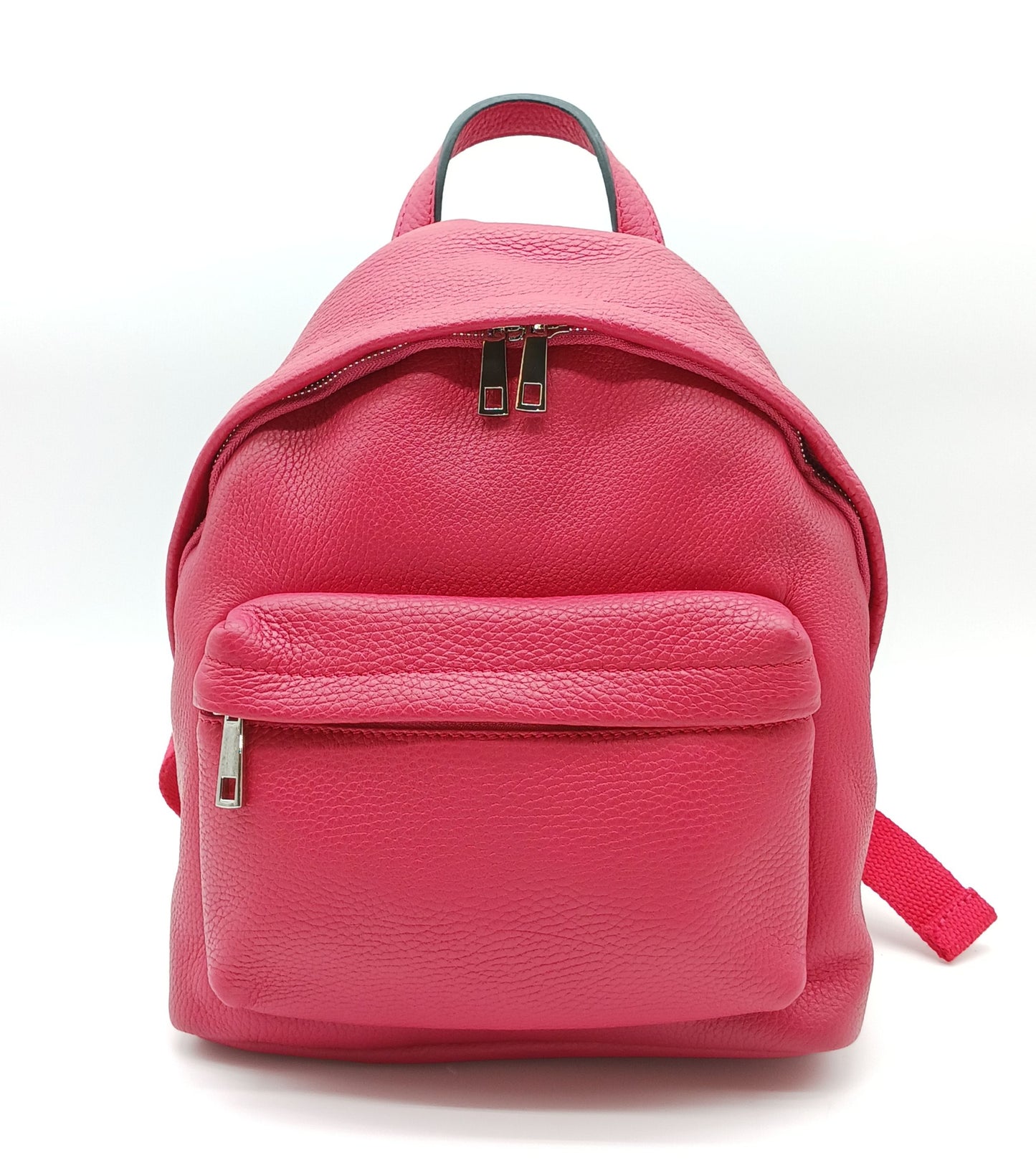 Red Genuine Pebble Leather Backpack – Made In Italy