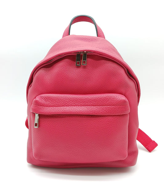 Red Genuine Pebble Leather Backpack – Made In Italy