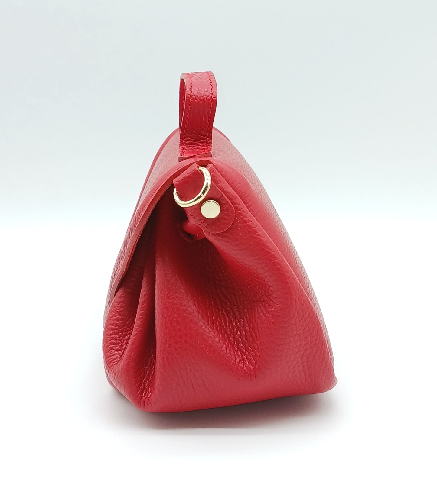 Red Genuine Pebble Leather Crossbody Handbag – Made In Italy