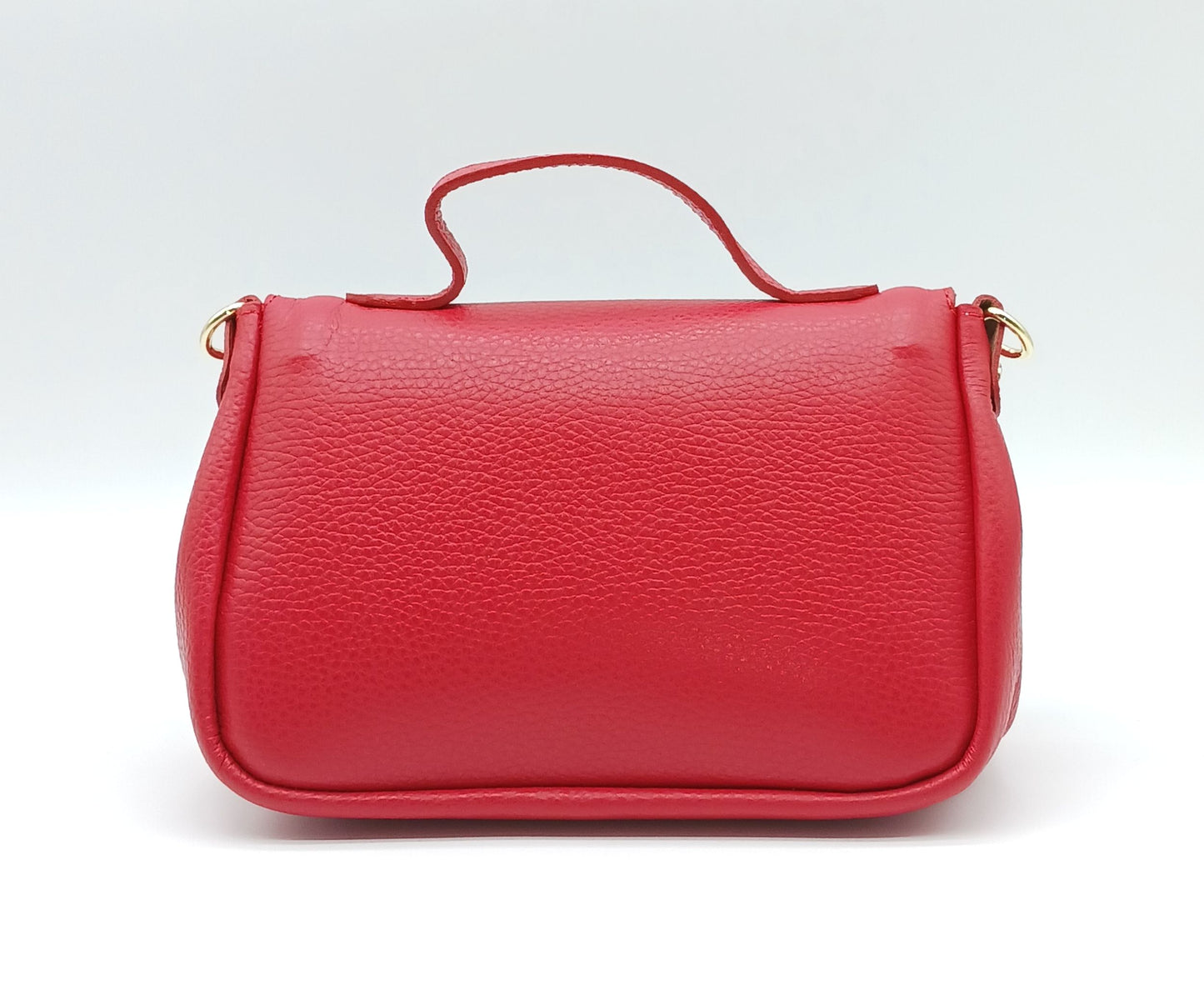 Red Genuine Pebble Leather Crossbody Handbag – Made In Italy