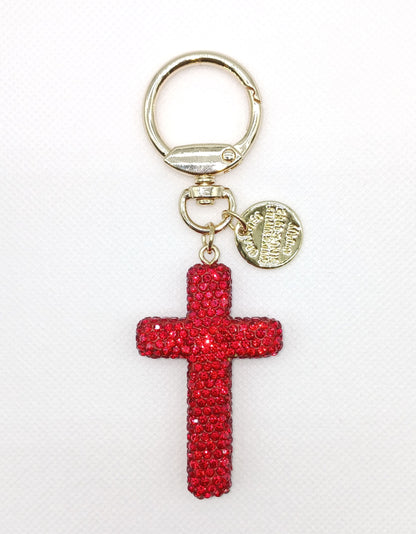 Bling Rhinestone Cross Keychain Bag Charm