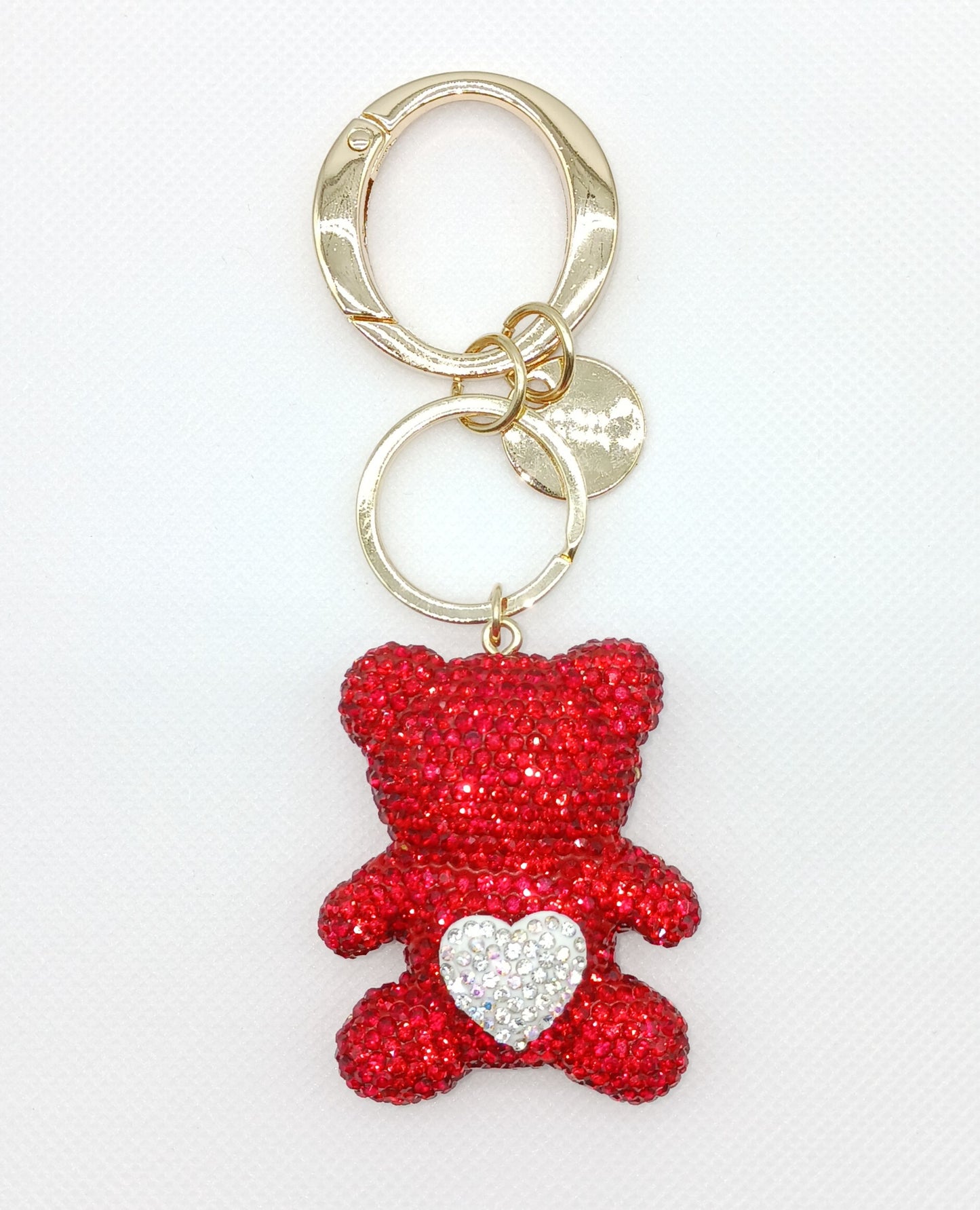 Bling Rhinestone Heart Bear Keychain Bag Charm