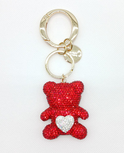Bling Rhinestone Heart Bear Keychain Bag Charm