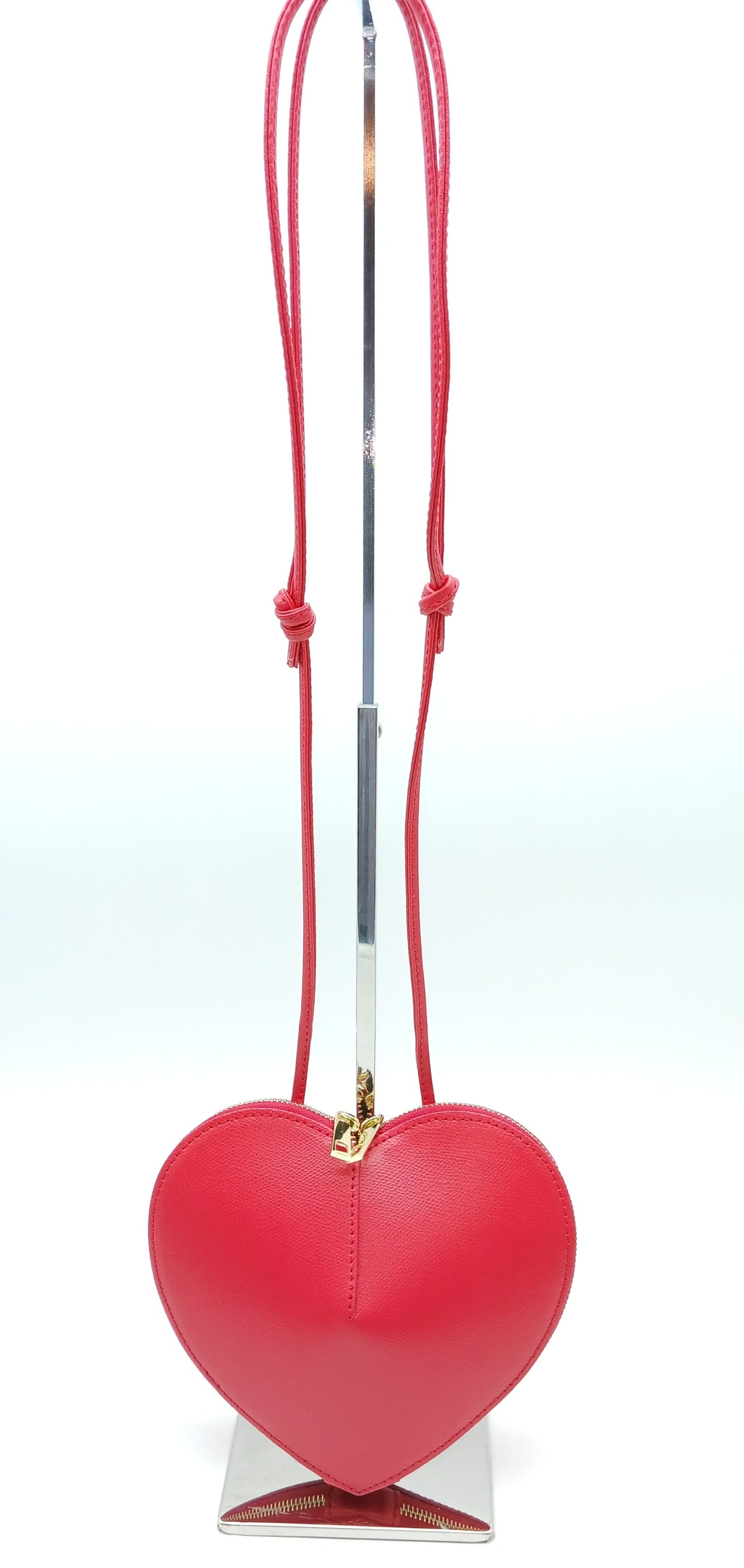 Red Genuine Palmellato Leather Heart Crossbody Handbag – Made In Italy