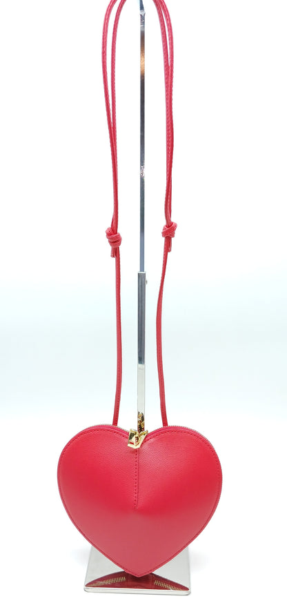 Red Genuine Palmellato Leather Heart Crossbody Handbag – Made In Italy