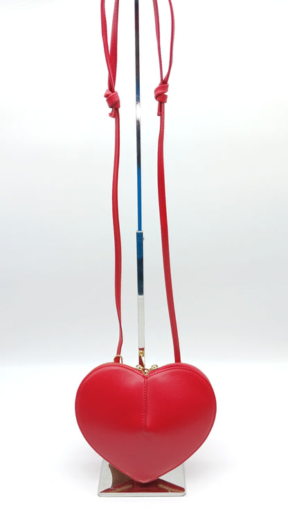 Red Genuine Leather Heart Crossbody Handbag – Made In Italy