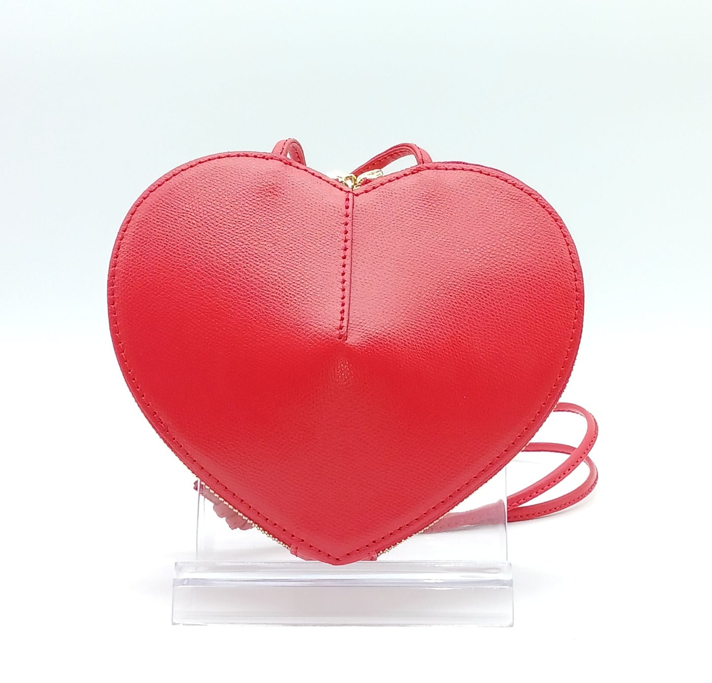 Red Genuine Palmellato Leather Heart Crossbody Handbag – Made In Italy