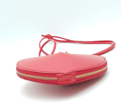 Red Genuine Palmellato Leather Heart Crossbody Handbag – Made In Italy