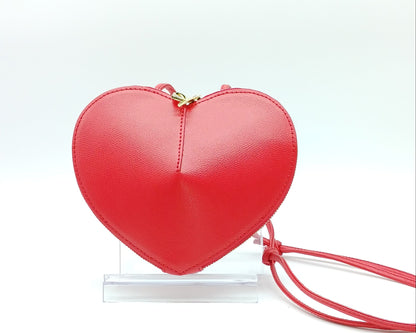 Red Genuine Palmellato Leather Heart Crossbody Handbag – Made In Italy