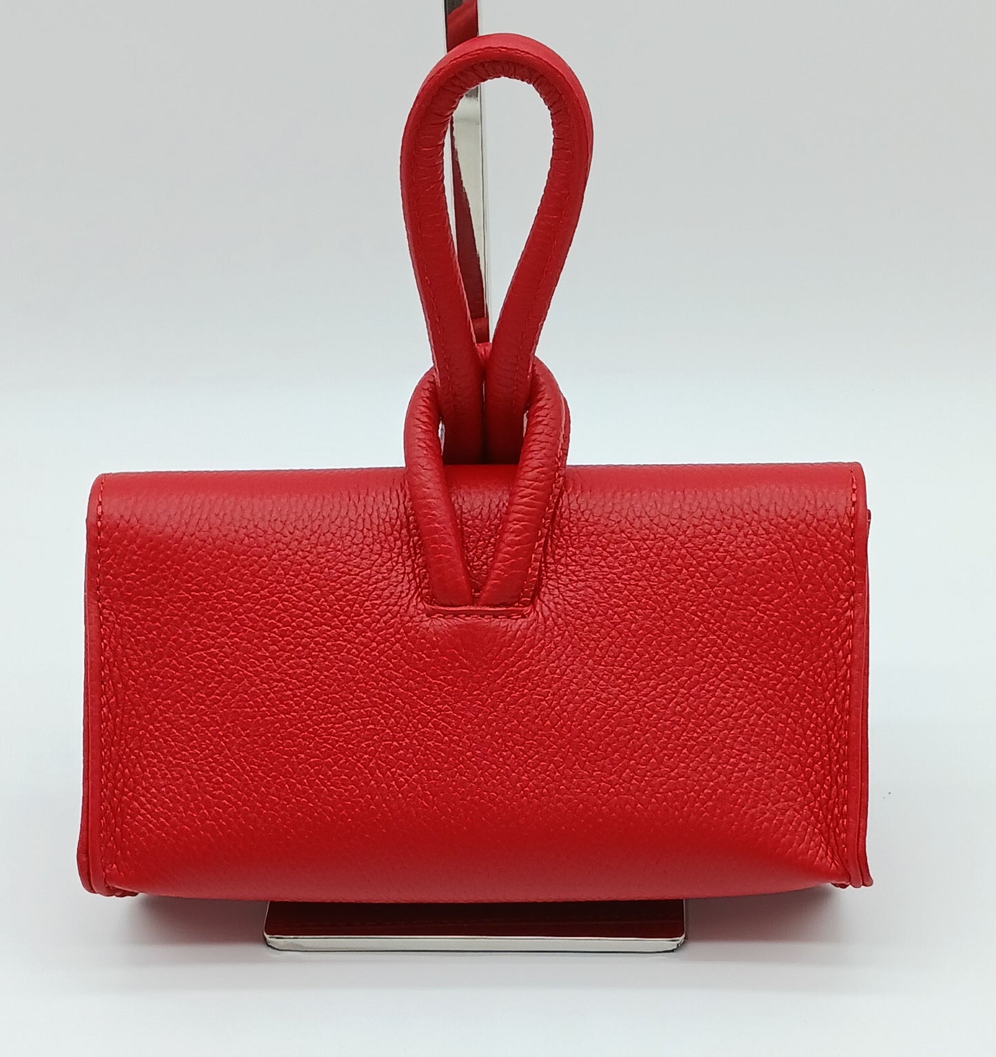 Genuine Pebble Leather Crossbody Handbag - Red – Made In Italy - DumasvilleBoutique