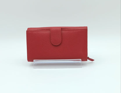 Italian Genuine Pebble Leather Wallet - Red