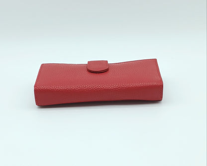 Italian Genuine Pebble Leather Wallet - Red