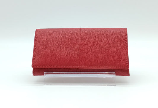 Italian Genuine Pebble Leather Wallet - Red