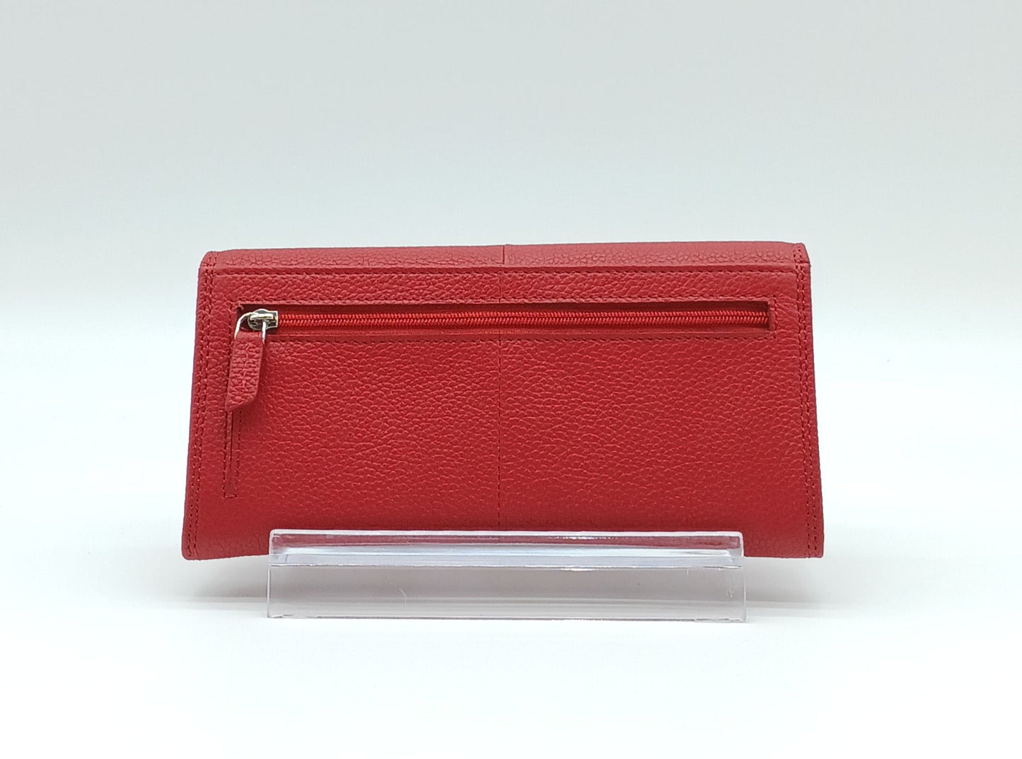 Italian Genuine Pebble Leather Wallet - Red