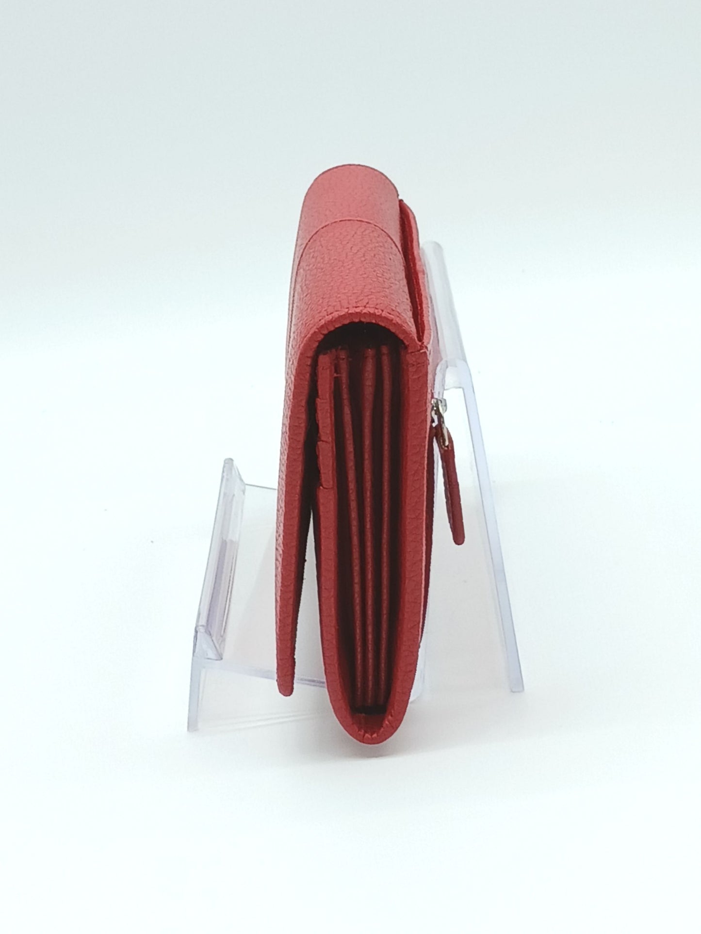 Italian Genuine Pebble Leather Wallet - Red