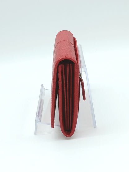 Italian Genuine Pebble Leather Wallet - Red