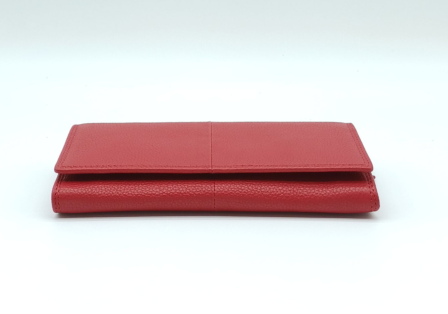 Italian Genuine Pebble Leather Wallet - Red