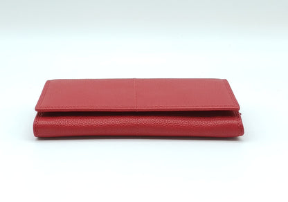 Italian Genuine Pebble Leather Wallet - Red