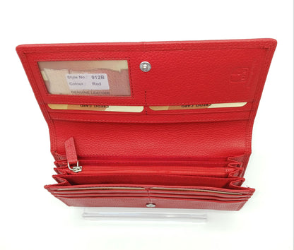 Italian Genuine Pebble Leather Wallet - Red