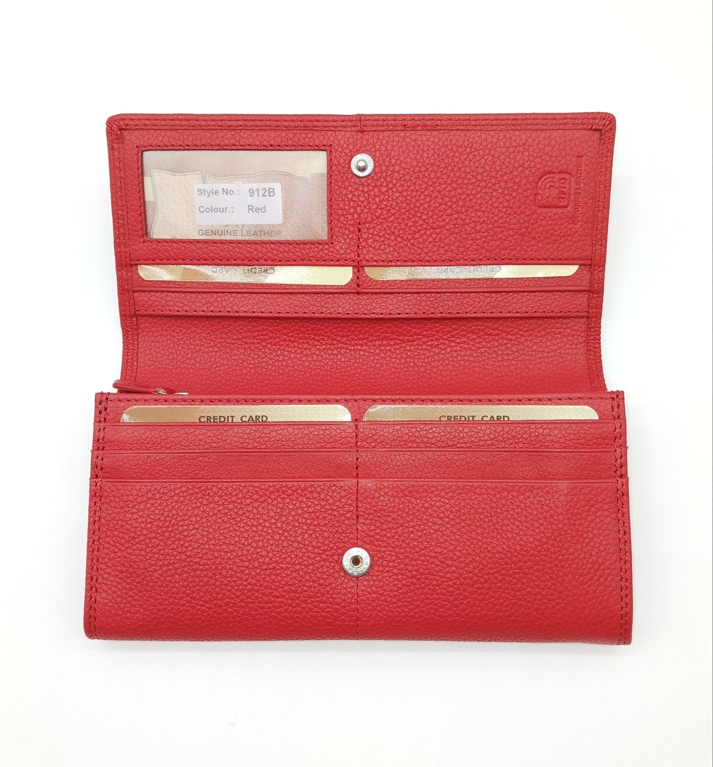 Italian Genuine Pebble Leather Wallet - Red