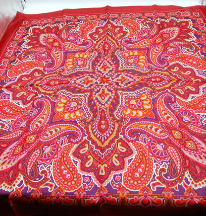 Designer Red Paisley Silk Twill Scarf 35x35 – Made In Italy