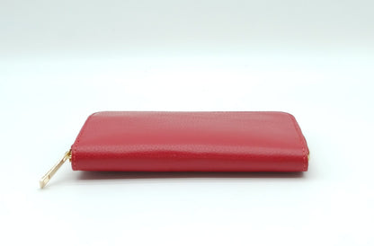 Genuine Pebble Leather Zip Wallet – Made In Italy - Red
