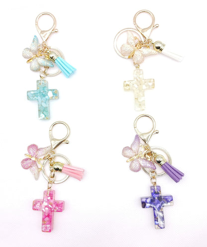 Tassel Butterfly Cross Keychain Bag Charm