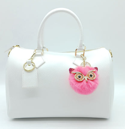 Plush Alloy Owl Keychain Bag Charm – Pastel Colors