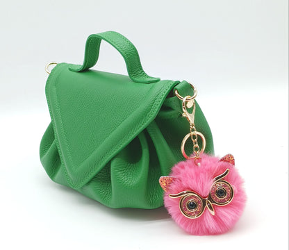 Plush Alloy Owl Keychain Bag Charm – Pastel Colors