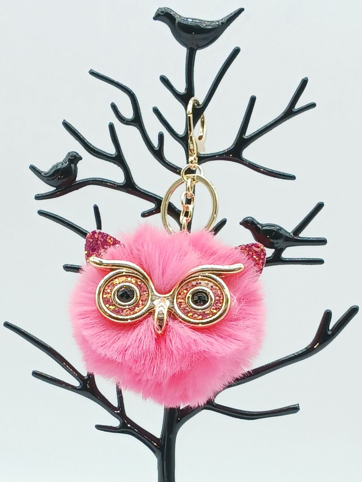 Plush Alloy Owl Keychain Bag Charm – Pastel Colors