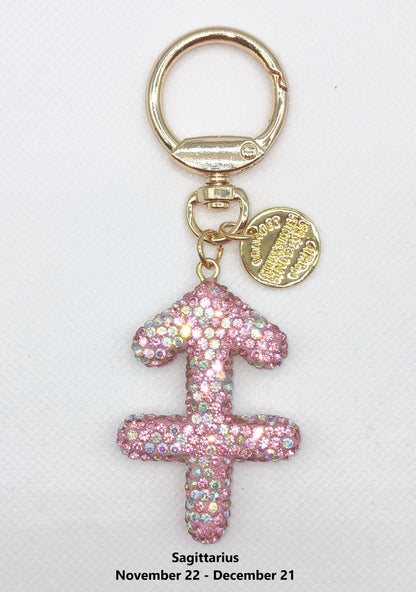 Bling Zodiac Rhinestone Keychain Bag Charm