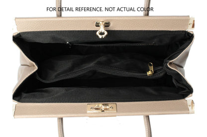 Lock & Key Genuine Pebble Leather Handbag Satchel - Green – Made In Italy