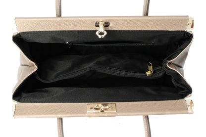 Lock & Key Genuine Pebble Leather Satchel Handbag - Turquoise – Made In Italy