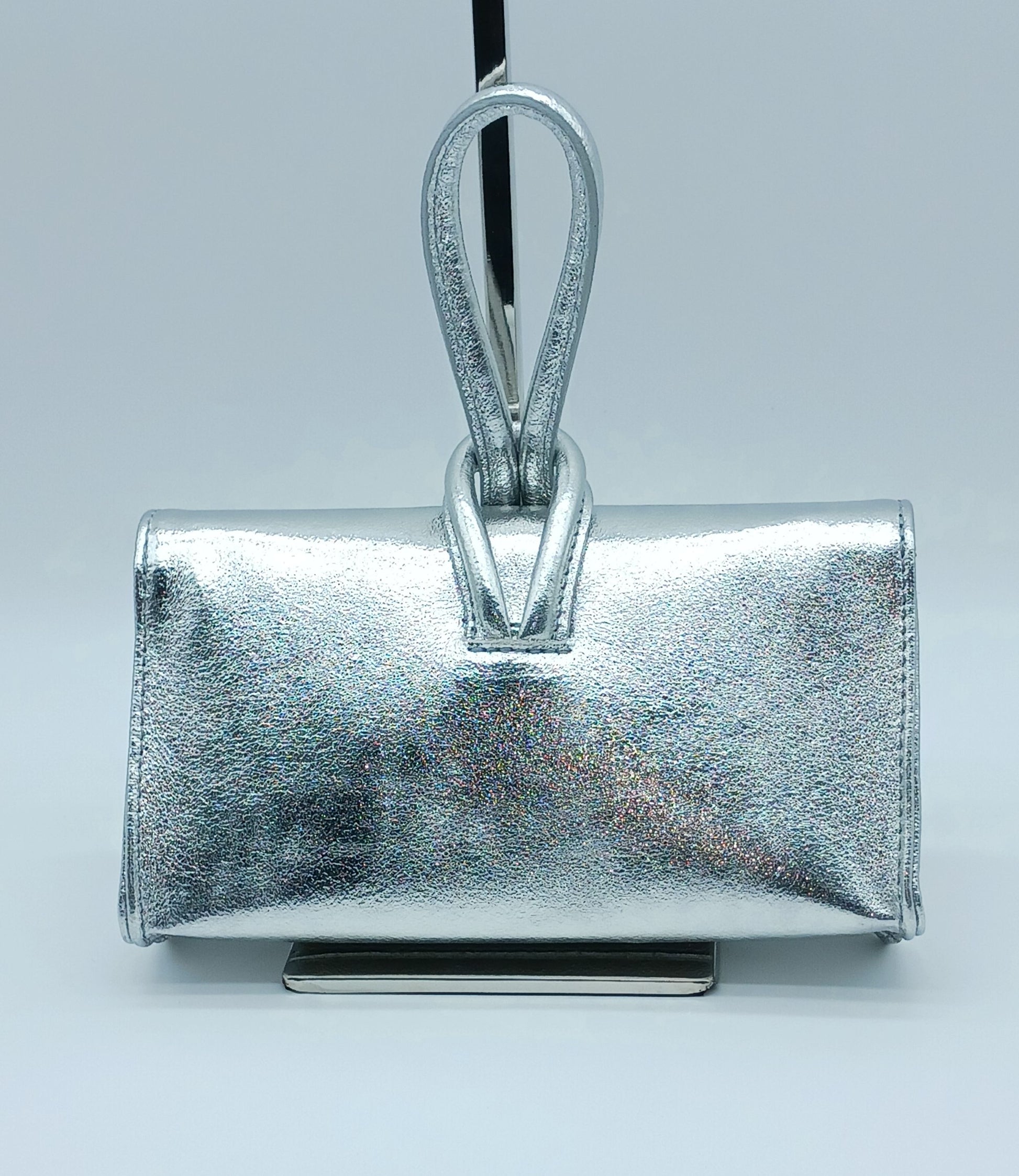 Genuine Pebble Leather Crossbody Handbag - Metallic Silver – Made In Italy - DumasvilleBoutique