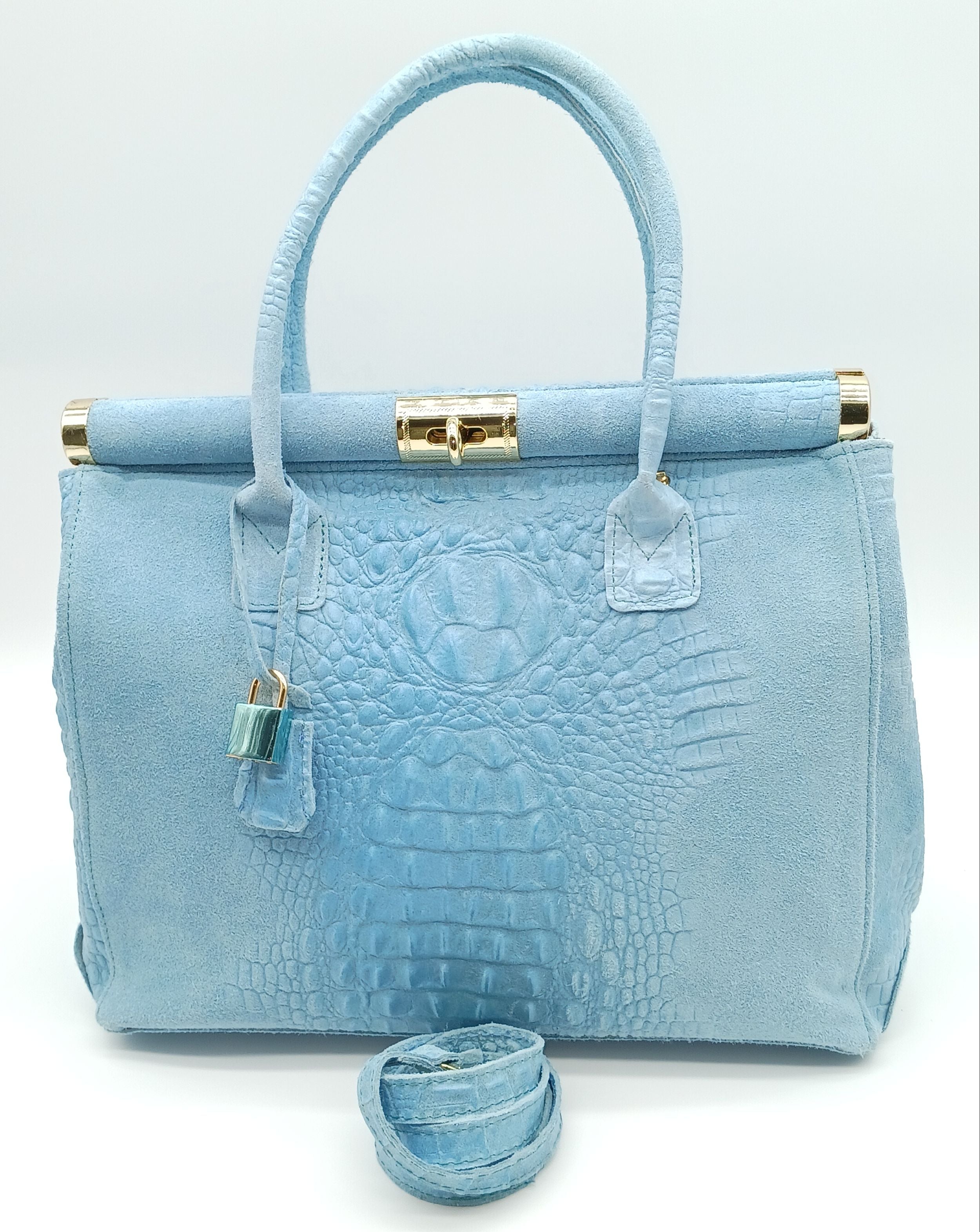 LAMBERTSON TRUEX Blue Alligator Leather Top Handles Handbag – Sui Generis  Designer Consignment