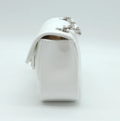 Genuine Leather Quilted Handbag (Small) – Made In Italy - White