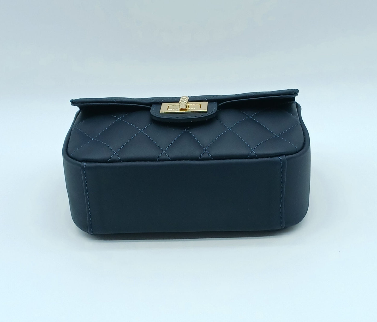 Genuine Leather Quilted Handbag (Small) – Made In Italy - Blue