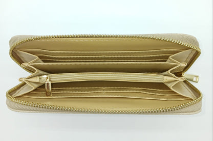 Genuine Snake Embossed Leather Zip Wallet – Made In Italy - Taupe