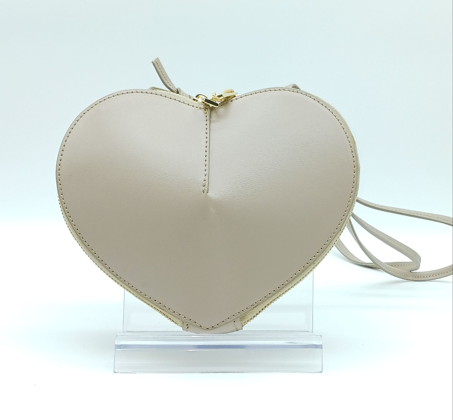 Taupe Genuine Leather Heart Crossbody Handbag – Made In Italy