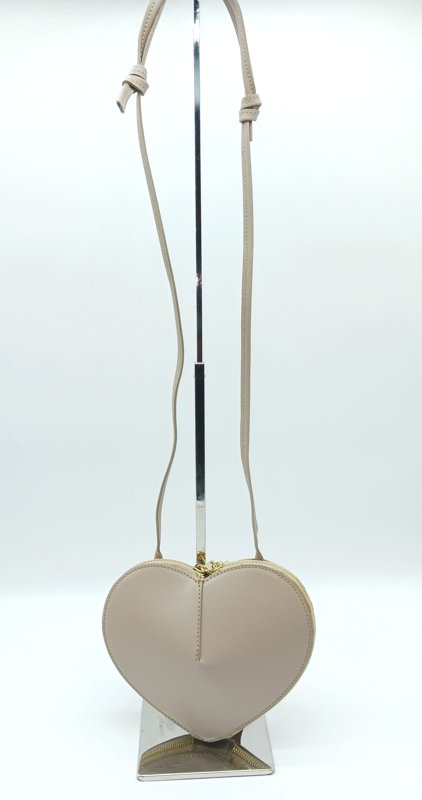 Taupe Genuine Leather Heart Crossbody Handbag – Made In Italy
