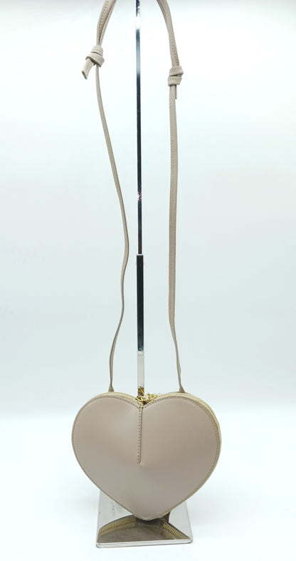 Taupe Genuine Leather Heart Crossbody Handbag – Made In Italy