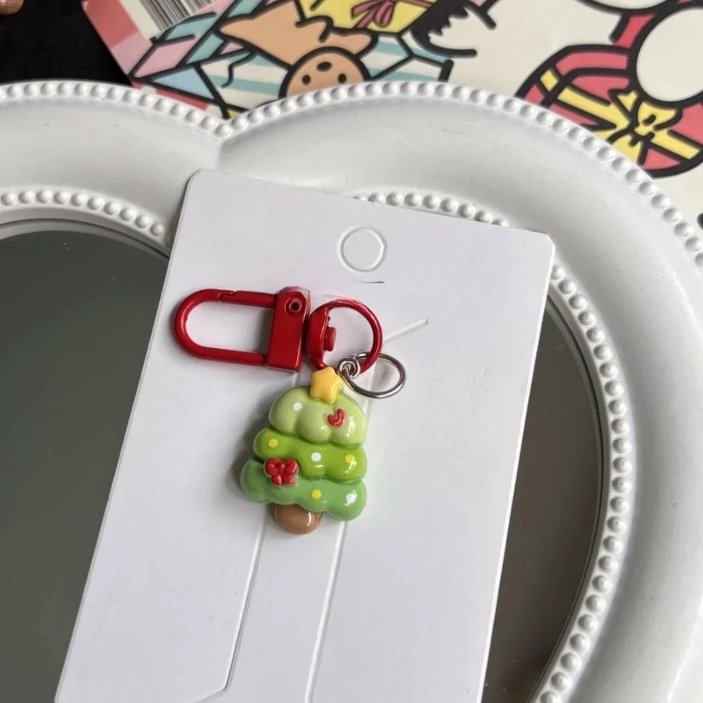 Resin Christmas Themed Keychain Bag Charm