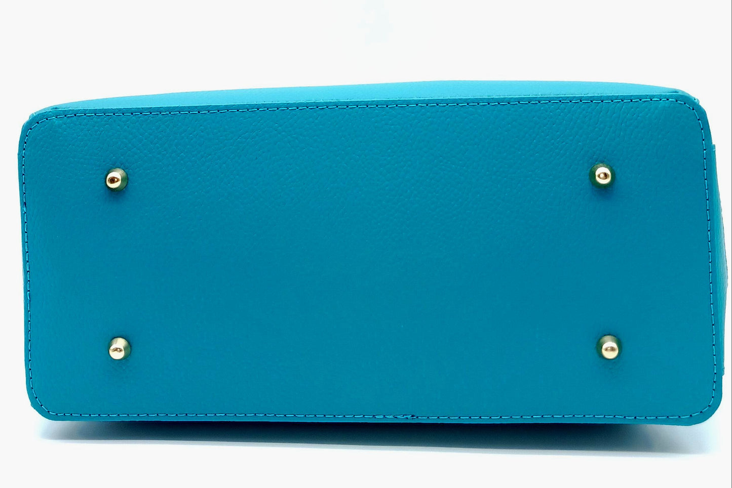 Lock & Key Genuine Pebble Leather Satchel Handbag - Turquoise – Made In Italy