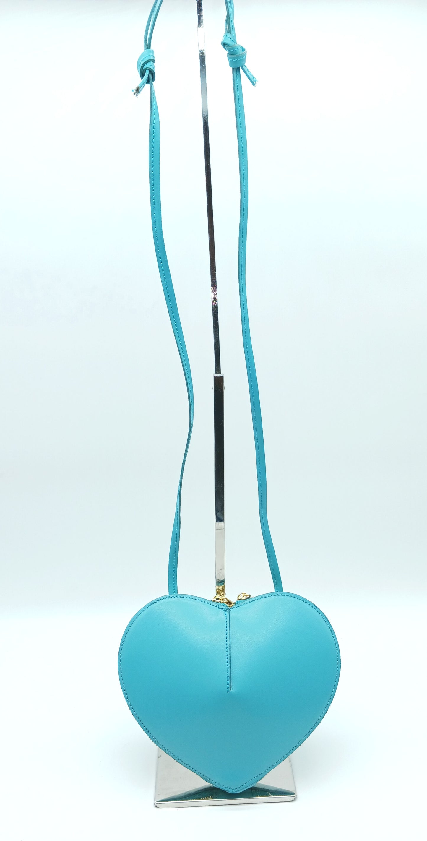Turquoise Genuine Leather Heart Crossbody Handbag – Made In Italy