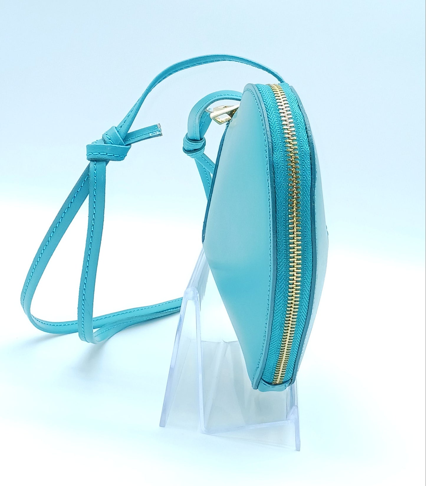 Turquoise Genuine Leather Heart Crossbody Handbag – Made In Italy