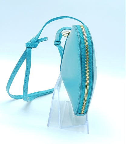 Turquoise Genuine Leather Heart Crossbody Handbag – Made In Italy
