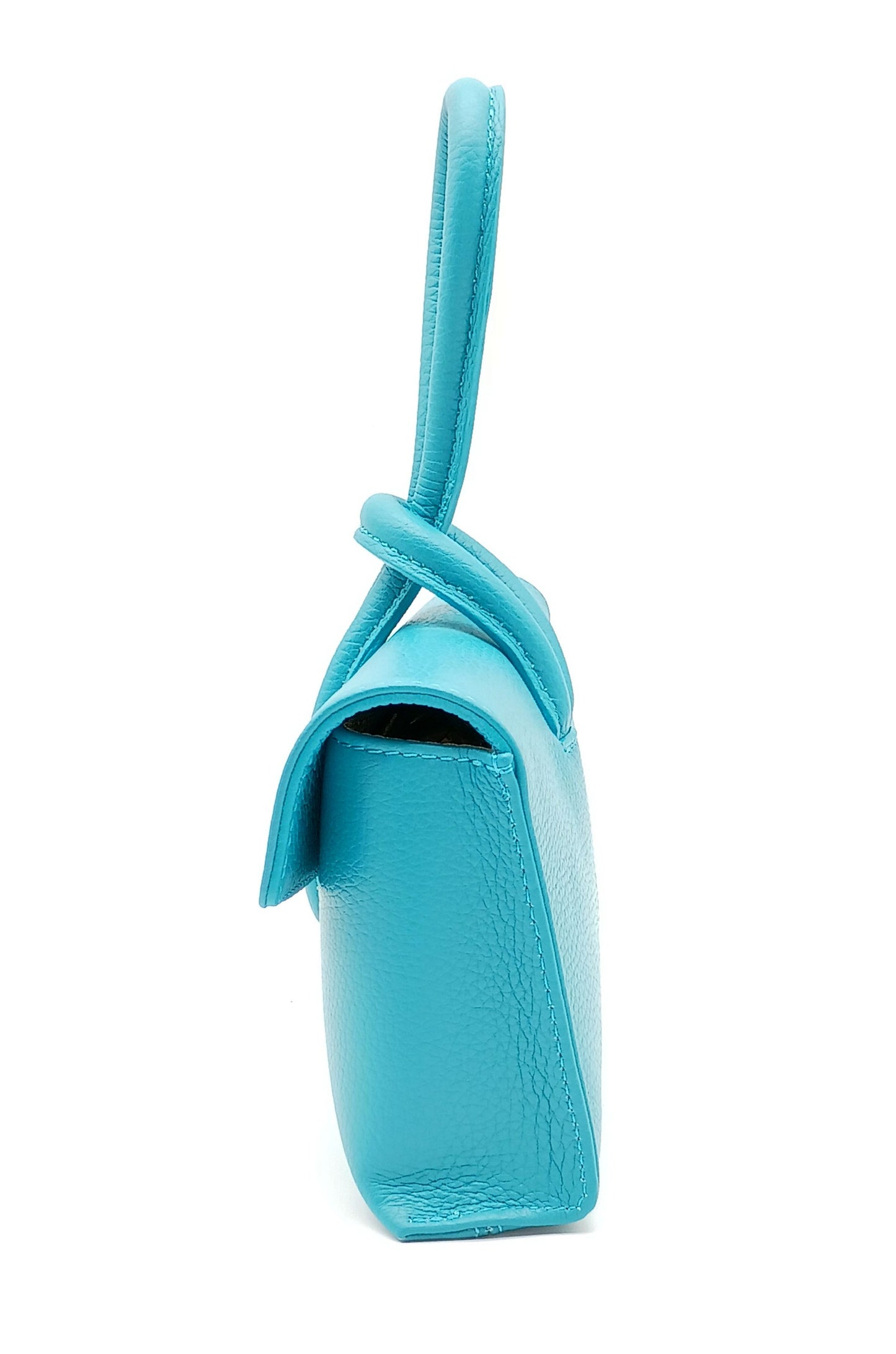 Genuine Pebble Leather Crossbody Handbag - Turquoise – Made In Italy