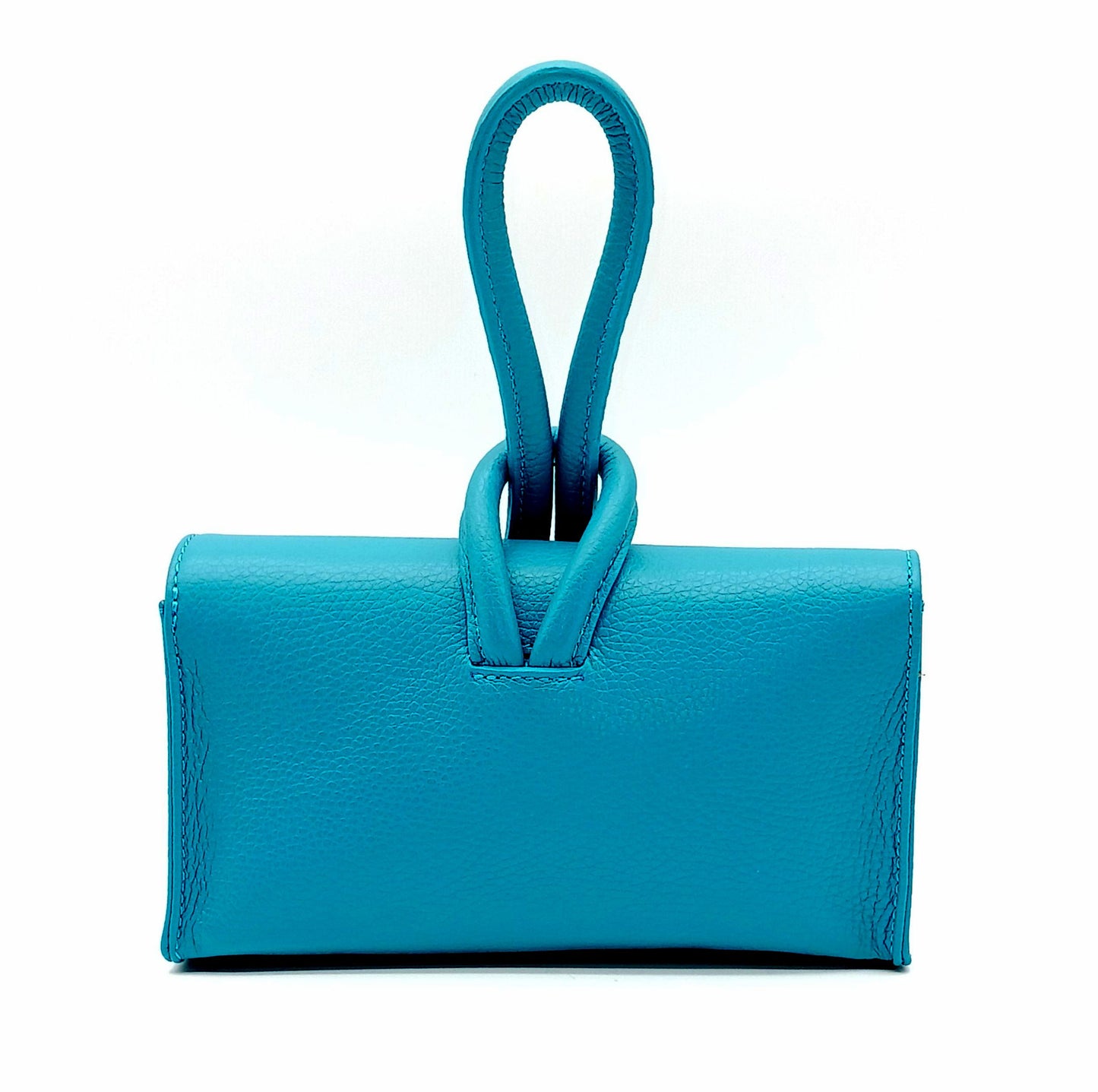 Genuine Pebble Leather Crossbody Handbag - Turquoise – Made In Italy