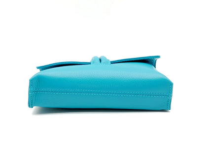 Genuine Pebble Leather Crossbody Handbag - Turquoise – Made In Italy